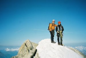 Joseph and guide and friend Yves Lagesse, Aiguille du Chardonnet, French Alps] 
